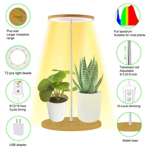 Bamboo Plant Grow Light，Desk