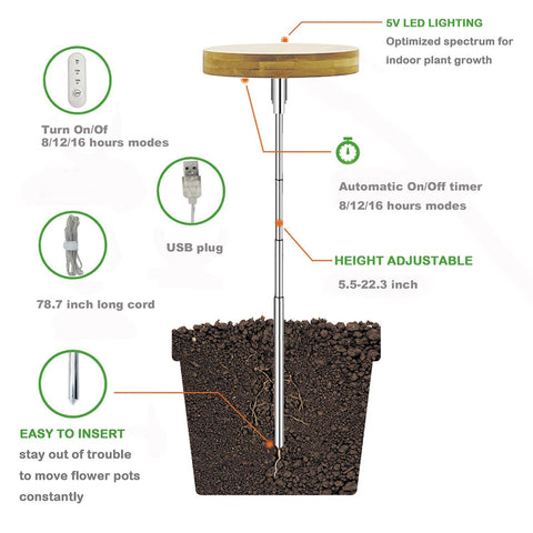 Bamboo Shell Grow Light，2pcs - Yadoker