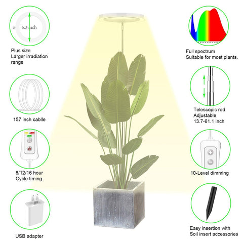 Basic White Plant Grow Light Plus Version - Yadoker