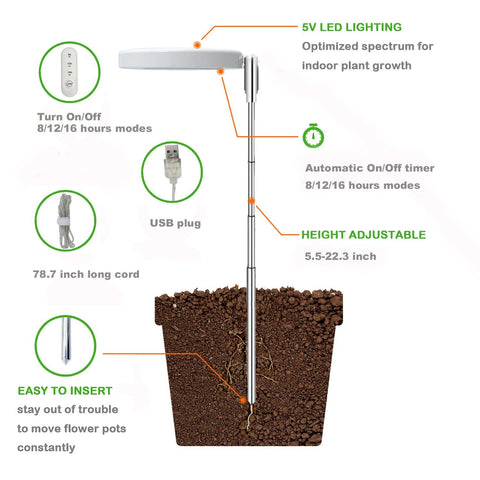 Basic White Plant Grow Light， 6pcs - Yadoker
